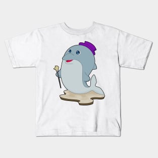 Dolphin Pensioner Walking stick Kids T-Shirt